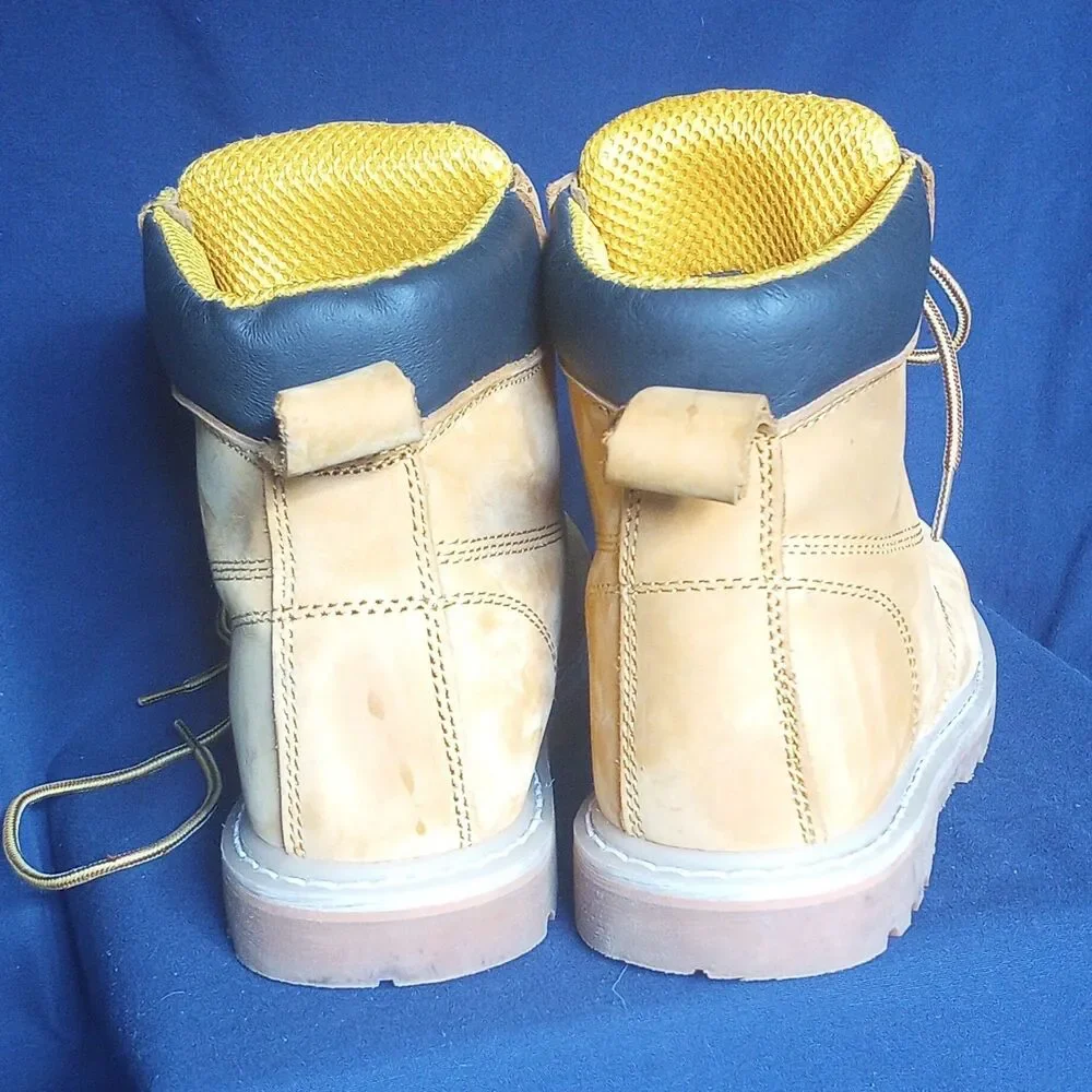 Ever Boots Men's Tan Leather Lace-Up Ankle Work Boots Round Toe US 8 M